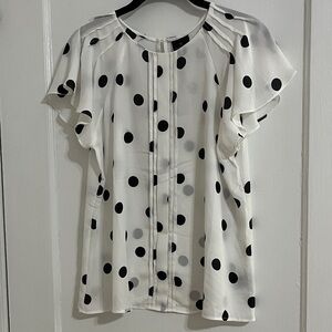 Worthington Polka Dot Sheer Blouse Size Petite Medium